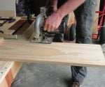 Cutting board with circular saw.