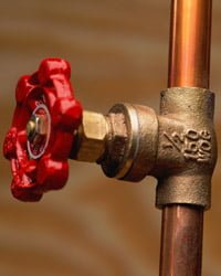 Cut-off valve on copper pipe